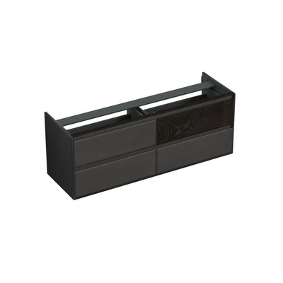 Forzalaqua Reno 2.0 meuble sous-lavabo 160x51x60cm avec 4 tiroirs sans poignée à fermeture douce Chêne massif Black oiled