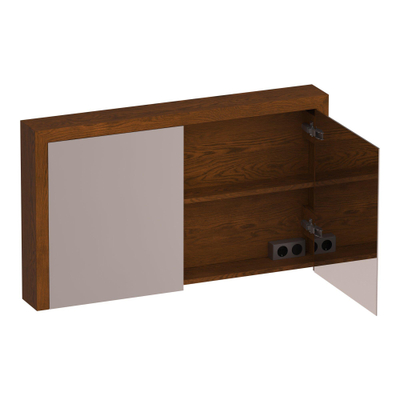 BRAUER Rise Armoire de toilette - 120x70x15cm - sans éclairage - 2 portes miroir double face - lamelles chêne marron