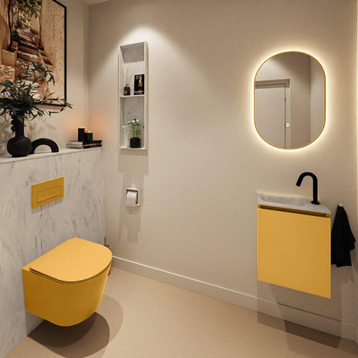 MONDIAZ TURE-DLUX 40cm toiletmeubel Ocher. EDEN wastafel Opalo positie links. Met 1 kraangat.