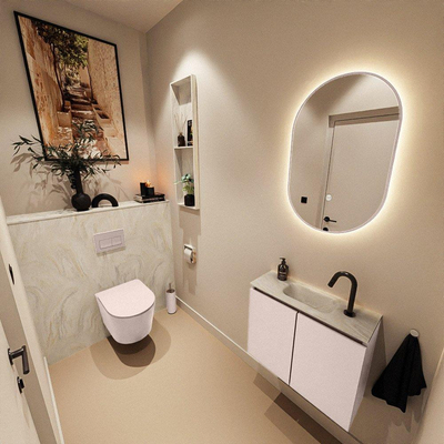 MONDIAZ TURE-DLUX Meuble toilette - 60cm - Rosee - EDEN - vasque Ostra - position centrale - 1 trou de robinet