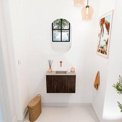 Mondiaz JOYA-DLUX 60cm toiletmeubel - kleur Walnut - Wastafel FAYE positie Midden Zonder kraangat kleur Saba.