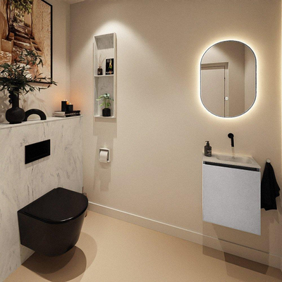 MONDIAZ TURE-DLUX Meuble de toilettes 40 cm Plata. EDEN lavabo Opalo position à droite. Sans trou de robinet.
