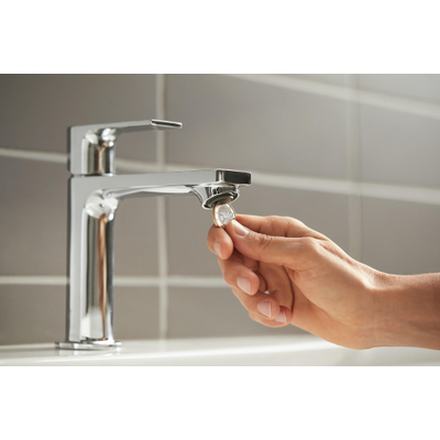 Hansgrohe Rebris e Eengreeps wastafelmengkraan - 110 - coolstart - ecosmart+ - met PopUp - trekwaste - hoogglans chroom