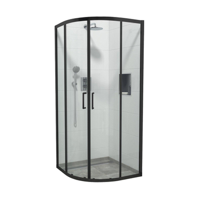 FugaFlow Boutry Quick Fit cabine de douche - quart de rond - 90x90x195cm - verre clair - anti calcaire - noir mat