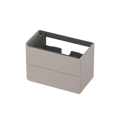 INK Concept R Meuble sous-lavabo - 80x45x52cm - 2 tiroirs - poignées en applique - angle arrondi à gauche - MDF laqué - gris cachemire mat