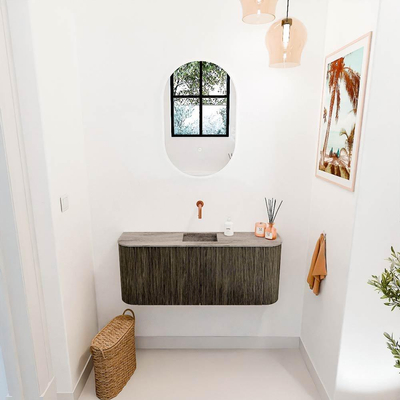 Mondiaz JOYA-DLUX 103.2cm toiletmeubel - ronding links en rechts kleur Shadow - Wastafel FAYE positie Midden Zonder kraangat kleur Oza.