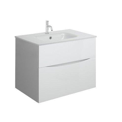 Crosswater Glide II Ensemble meuble de salle de bains - 70x45x52cm - 2 tiroirs - sans poignées - fermeture en douceur - blanc brillant - trou de robinet - blanc