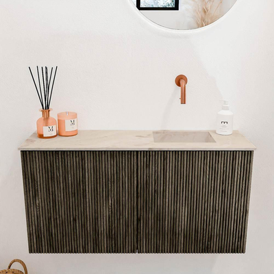 Mondiaz JOYA-DLUX Meuble de toilette 80cm - couleur Shadow - Vasque FAYE position Droite Sans trou de robinet couleur Frappe