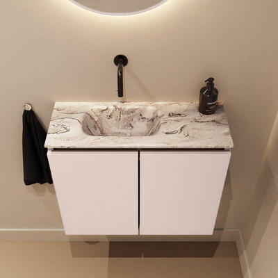 MONDIAZ TURE-DLUX 60cm toiletmeubel Rosee. EDEN wastafel Glace positie links. Zonder kraangat.