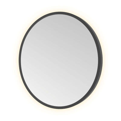 Hotbath &MORE Spiegel in aluminium frame / round - diameter 40cm - inclusief indirect LED - color changing - dimbaar - dottless - met afstandsbediening - PVD - geborsteld zwart