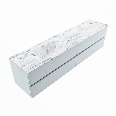 Mondiaz VICA-DLUX ensemble de meuble de salle de bain - 200cm - meuble sous-vasque argile - 4 tiroirs - lavabo encastré nuage gauche - 1 trou de robinet - version haute de 60cm - glace