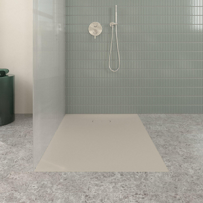 Villeroy & Boch Ecora douchebak - 120x80x3.5cm - afvoer korte zijde - almond (beige)