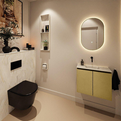 MONDIAZ TURE-DLUX Meuble toilette - 60cm - Oro - EDEN - vasque Ostra - position centrale - sans trou de robinet