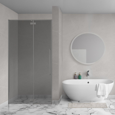 Aqua Vista Oria Linea porte de niche - 90x200cm - incl. kit de montage - verre fumé - gunmetal (anthracite)