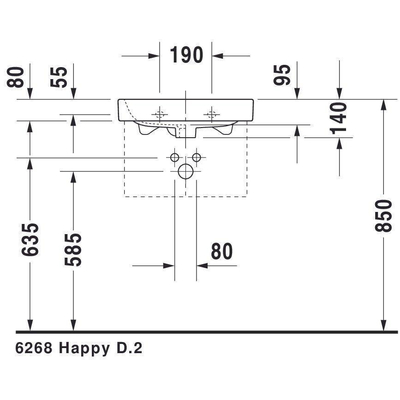 Duravit HappyD 2 meubelfontein met overloop met kraangat 50x36cm wit