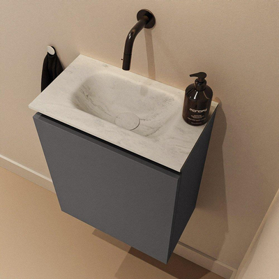 MONDIAZ TURE-DLUX meuble de toilettes 40cm Dark Grey. EDEN lavabo Opalo position milieu. Sans trou de robinet.