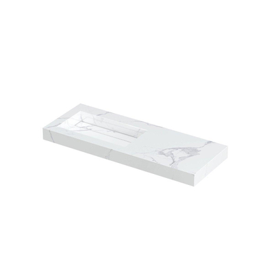 INK Pitch wastafel - 120x45x9cm - 1 wasbak links - 0 kraangaten - drain keramiek Statuario glans