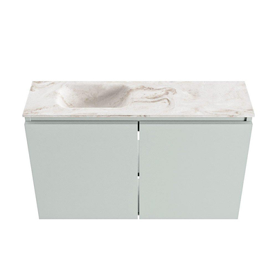 MONDIAZ TURE-DLUX Meuble WC 80 cm Greey. Lavabo EDEN Frappe position gauche. Avec 1 trou de robinet.