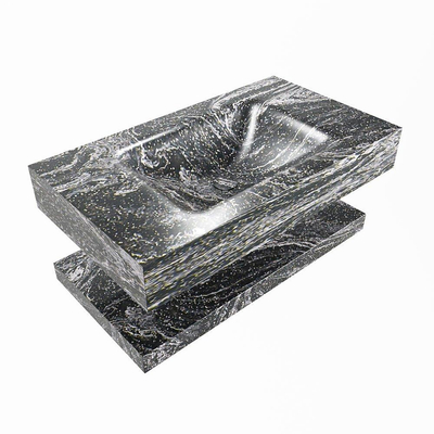 MONDIAZ ALAN - DLUX Badkamermeubelset - 80cm - planchet - Lava - vrijhangende wastafel - wasbak midden - 1 kraangat - Lava