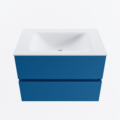 Mondiaz VICA ensemble de meuble de salle de bain - 70cm - meuble sous-vasque jeans - 2 tiroirs - lavabo cloud milieu - 1 trou de robinet - version haute de 60cm - talc