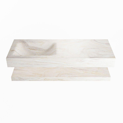 MONDIAZ ALAN - DLUX Badkamermeubelset - 120cm - planchet - Ostra - vrijhangende wastafel - wasbak links - 0 kraangaten - Ostra