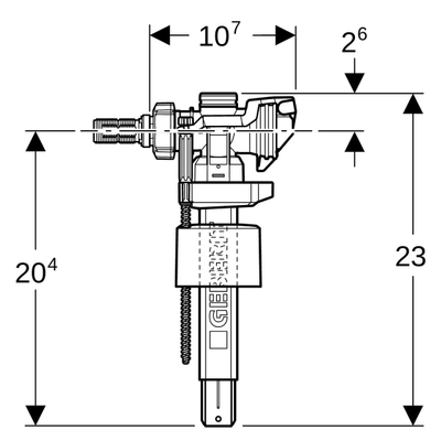 Geberit Impuls 380 vlotterkraan 3/8" en 1/2" nippel