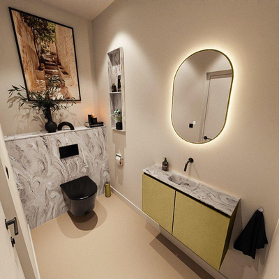 MONDIAZ TURE-DLUX 80cm toiletmeubel Oro. EDEN wastafel Glace positie midden. Zonder kraangat.