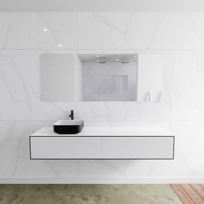 Mondiaz Lagom Meuble salle de bains 180x30.9x45cm Solid Surface Urban 2 tiroirs avec lavabo BINX vasque à poser Gauche 1 trou de robinet