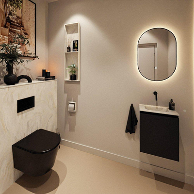 MONDIAZ TURE-DLUX 40cm toiletmeubel Urban. EDEN wastafel Ostra positie midden. Zonder kraangat.