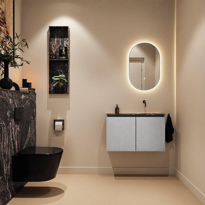 MONDIAZ TURE-DLUX Meuble toilette - 80cm - Plata - EDEN - vasque Lava - position droite - sans trou de robinet