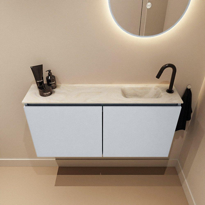 MONDIAZ TURE-DLUX Meuble toilette - 100cm - Clay - EDEN - vasque Ostra - position droite - 1 trou de robinet