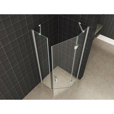Wiesbaden Pento cabine avec 1 porte battante 900 x 900 x 2000 x 8 mm verre clair nano chrome