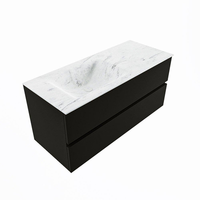 Mondiaz VICA-DLUX ensemble de meuble de salle de bain - 110cm - meuble sous-vasque urban - 2 tiroirs - lavabo encastré cloud gauche - sans trous de robinet - version haute de 60cm - opalo