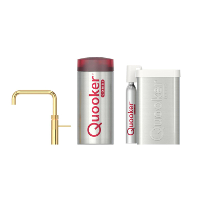 Quooker Fusion Square kokendwaterkraan - draaibare uitloop - Combi+ incl. Cube reservoir - Warm / kokend / bruisend / gefilterd water - Verguld (Goud)