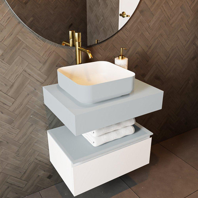 Mondiaz TOP 46 Topblad - 40x41x12cm - geschikt voor afdekplaat - Solid surface - Clay