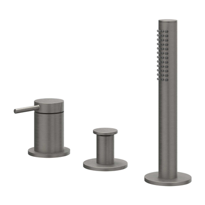 IVY Bond Combinaison de rebord de baignoire - 3 voies - mitigeur - douchette à main extractible - sans bec - metal black PVD brossé