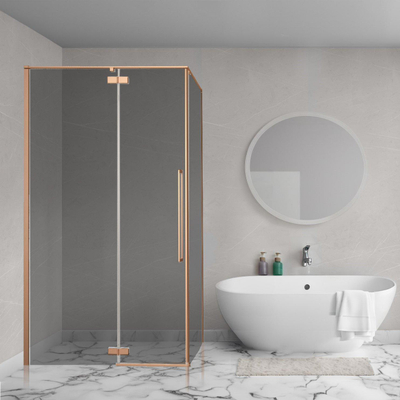 Aqua Vista Oria Cuadra zijwand - 100x200cm - voor douchecabine - 8mm - rookglas - geborsteld koper