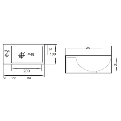 Best Design Wonder lave-mains 29x18x9.5cm 1 trou de robinet à gauche céramique blanc