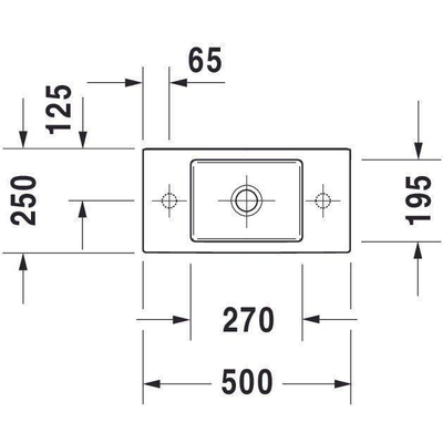 Duravit Vero air Fontein - 50x25cm - 1 kraangat links - zonder overloop - wit