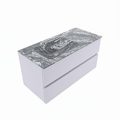 Mondiaz VICA-DLUX Ensemble de meuble de salle de bain - 100cm - meuble sous-vasque cale - 2 tiroirs - lavabo encastrée cloud gauche - 1 trou de robinet - version haute de 60cm - lave