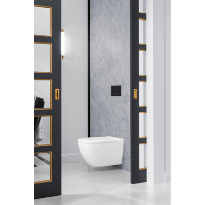 Villeroy & Boch Viconnect bedieningsplaat dualflush frontbediend - 25.3x14.5cm - glas zwart/RVS - Glass Black (glans zwart)