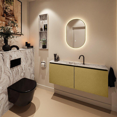 MONDIAZ TURE-DLUX Meuble toilette - 120cm - Oro - EDEN - vasque Glace - position centrale - 1 trou de robinet