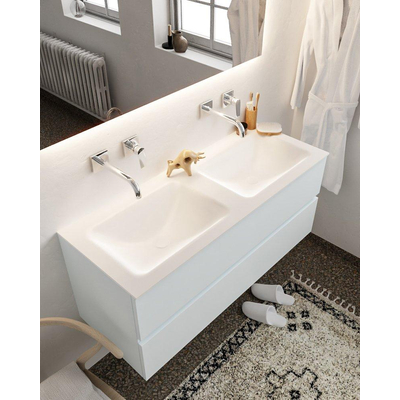 Mondiaz VICA ensemble de meuble de salle de bain - 120cm - meuble sous lavabo argile - 2 tiroirs - lavabo nuage double - sans trou de robinet - miroir LED - version XL 60cm de haut