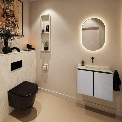 MONDIAZ TURE-DLUX Meuble toilette - 60cm - Plata - EDEN - vasque Ostra - position centrale - sans trou de robinet