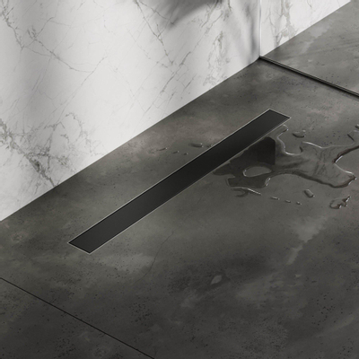 Brauer Douchegoot - 70x7.5cm - vloerflens - tegelinlegrooster omkeerbaar - RVS - zwart mat