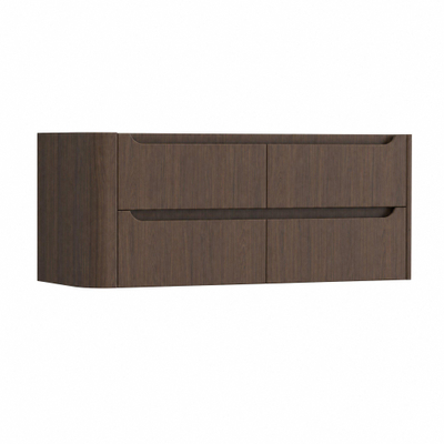 H&R Badmeubelen Juice Wastafelonderkast - 120x45x50cm - linkerhoek afgerond - 4 lades - geïntegreerde greep - coffee