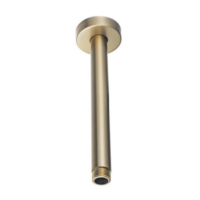 Fortifura Calvi Ensemble de douche pluie encastrable - thermostatique - bras plafond - pommeau 25cm - barre curseur - douchette ronde - flexible lisse - Laiton brossé (doré)