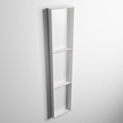 Mondiaz Easy nis 29.5x149.5x8cm voor Inbouw/opbouw 3 open vakken Solid surface Talc/Linen