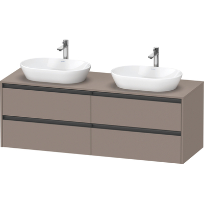 Duravit ketho meuble sous 2 lavabos avec plaque de console et 4 tiroirs pour double lavabo 160x55x56.8cm avec poignées anthracite basalte mate