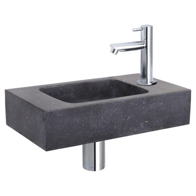 Fortifura Fuente fonteinset – rechthoekig – 40x22x9 cm – natuursteen zwart – chromen kraan